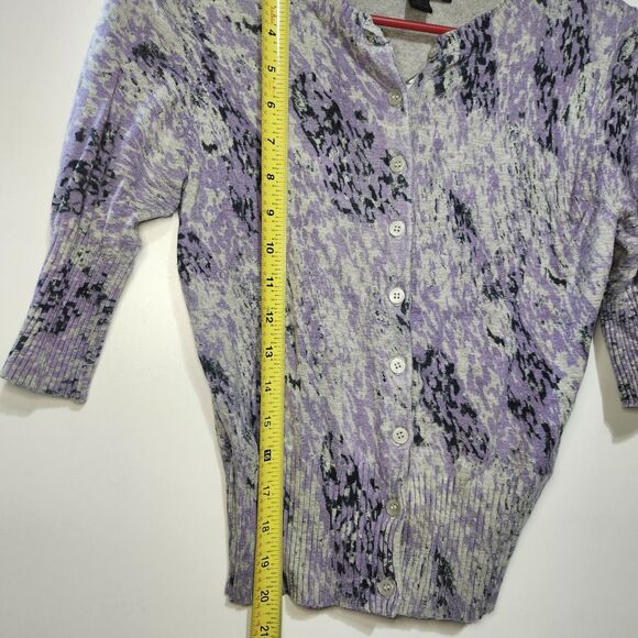 Express Cardigan Womens M Purple Swirl Print 3/4 Sleeve Button Up Vintage 2006 - Picture 6 of 9